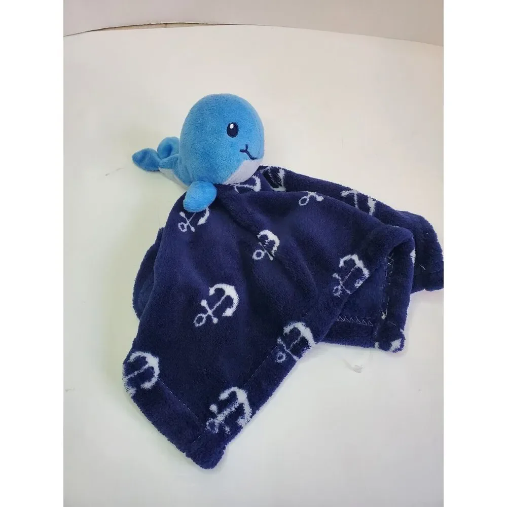 HB‎ Hudson Blue Whale Anchors Lovey Security Baby Blanket Plush Blankie Soft